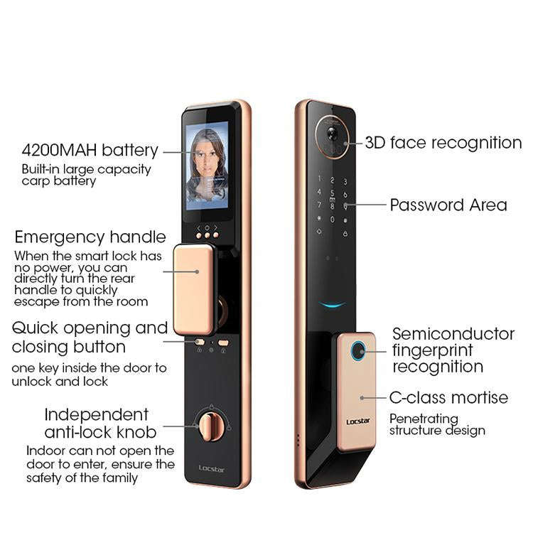S61 Fully Automatic 3D Face Recognition Tuya Wifi Smart Fingerprint Lock Anti-theft Password Lock...