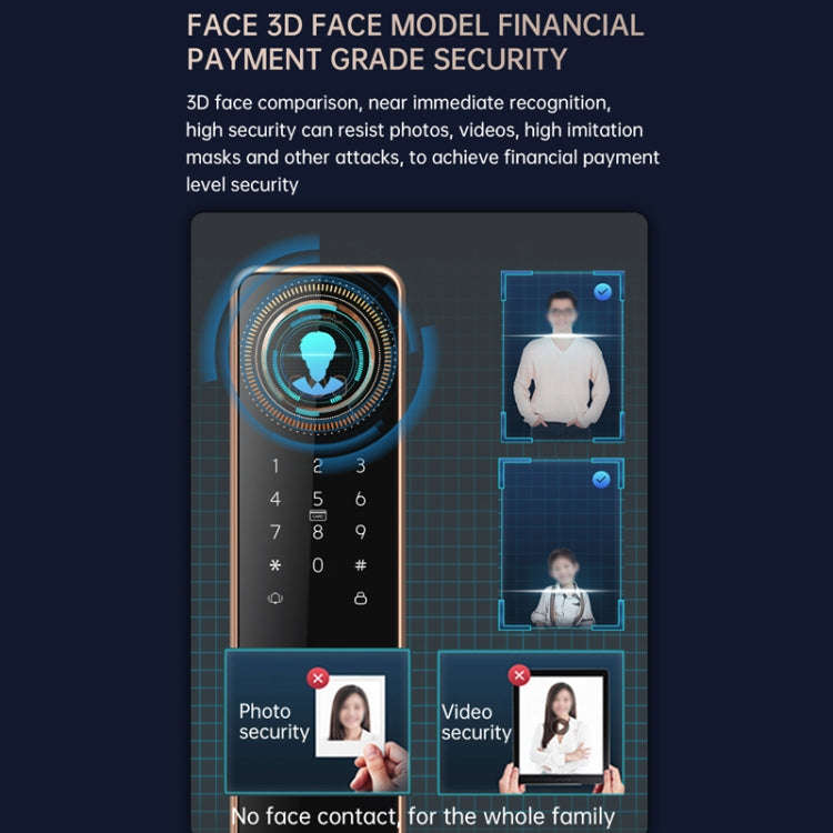 S61 Fully Automatic 3D Face Recognition Tuya Wifi Smart Fingerprint Lock Anti-theft Password Lock...