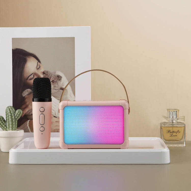 Portable RGB Lighting Effect Bluetooth Speaker Home Mini Karaoke Audio, Style: Single Microphone+...