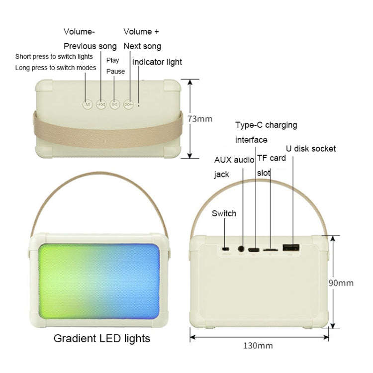 Portable RGB Lighting Effect Bluetooth Speaker Home Mini Karaoke Audio, Style: Dual Microphone+Sp...