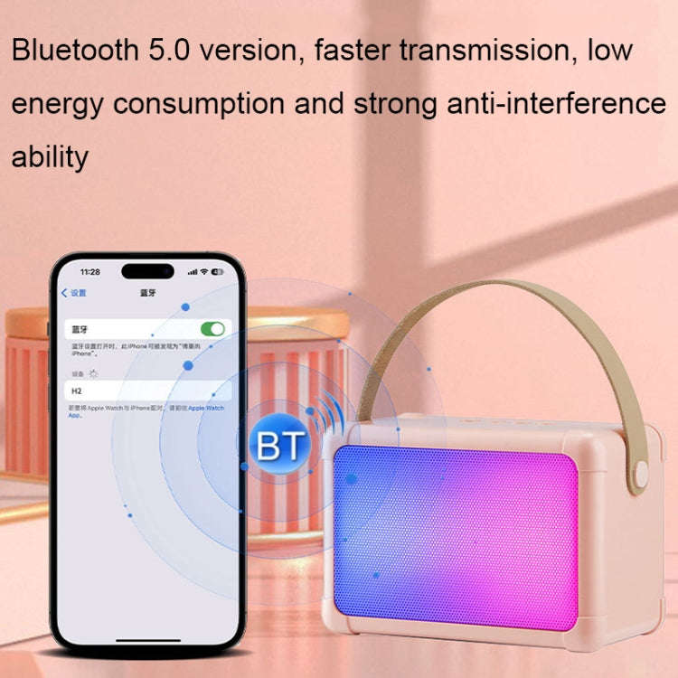Portable RGB Lighting Effect Bluetooth Speaker Home Mini Karaoke Audio, Style: Dual Microphone+Sp...