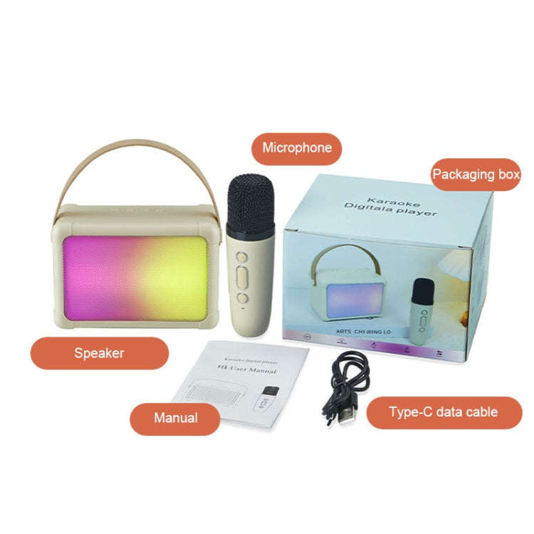 Portable RGB Lighting Effect Bluetooth Speaker Home Mini Karaoke Audio, Style: Dual Microphone+Sp...