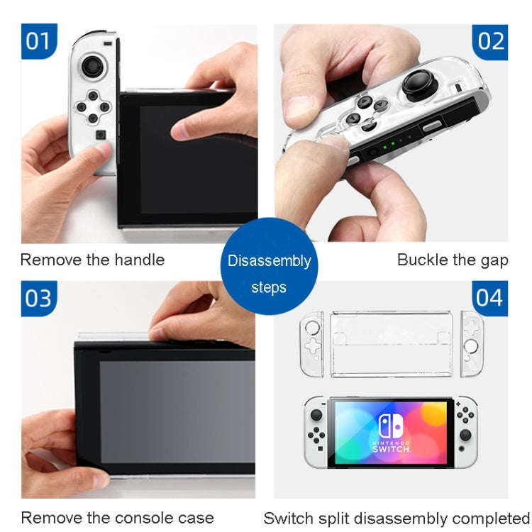 HAIFVA HF-207 For Switch OLED Split Crystal Shell TPU+PC Transparent Protective Case