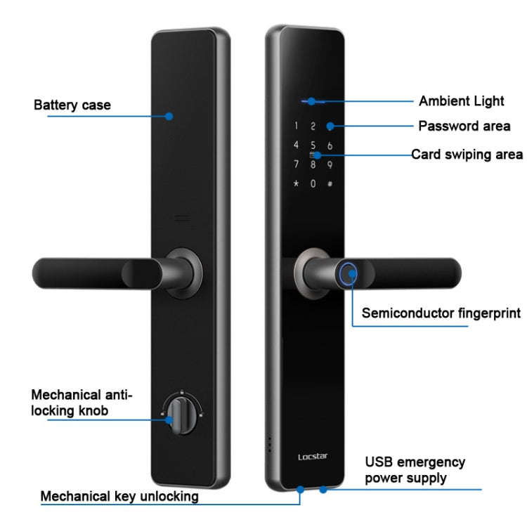 Wifi Fingerprint Lock Home Security Door Password Lock Supports APP Remote Unlocking(Rose Gold)