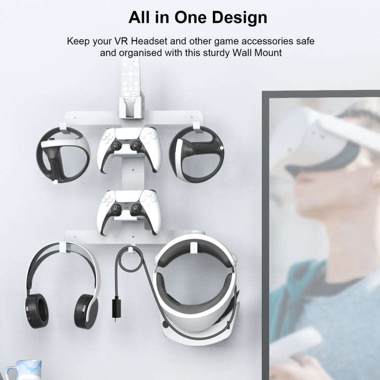 JYS JYS-P5158 For PS5 VR2 Wall Storage Bracket Helmet/Headset/Handle/Remote Control Wall Storage ...