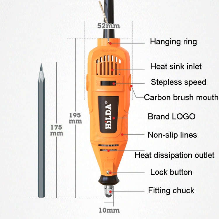 HILDA Power Grinder And Brush Sharpener Set Sharpening Tool Set, EU Plug, Model: No Soft Shaft