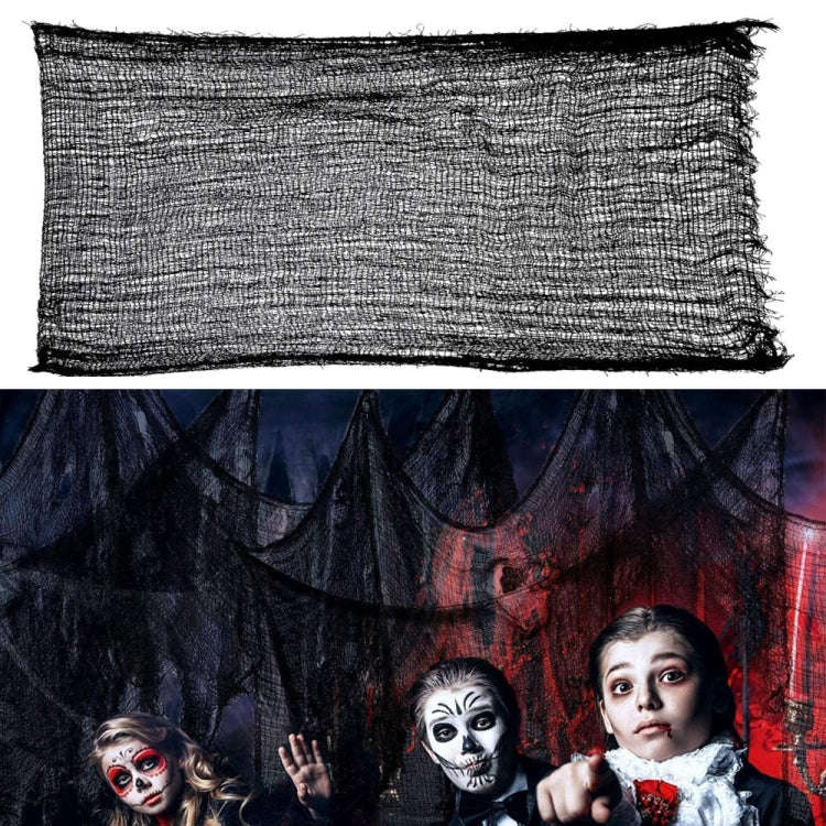 76 x 183cm Halloween Gauze Roving Polyester Cotton Haunted House DIY Decorative Gauze(Black)