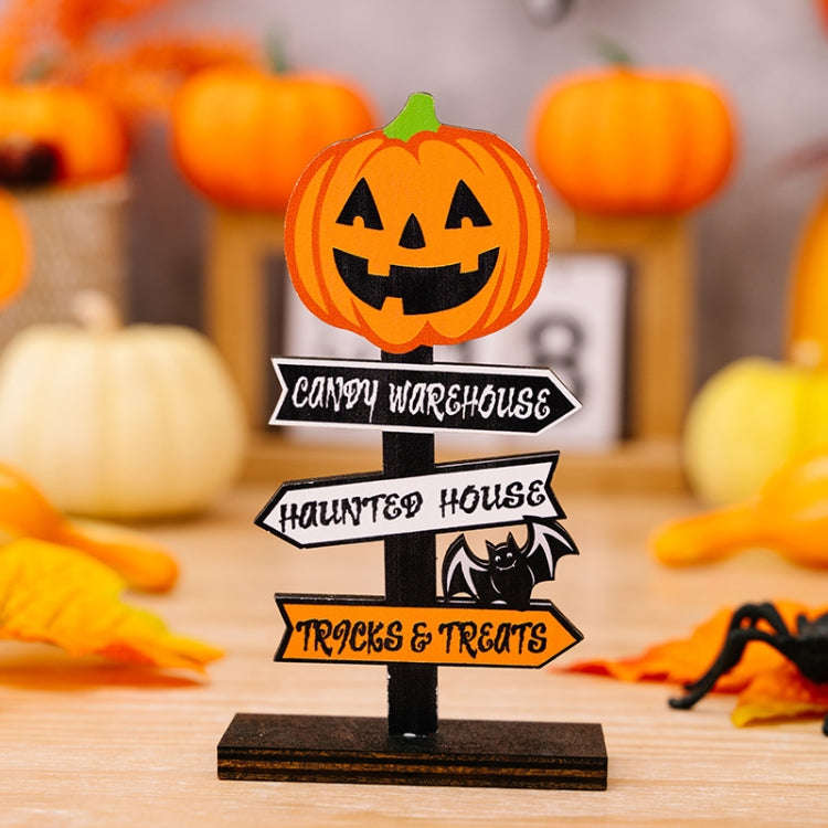 Halloween Guide Wooden Ornaments Cartoon Letters Decoration Supplies(Pumpkin Model)