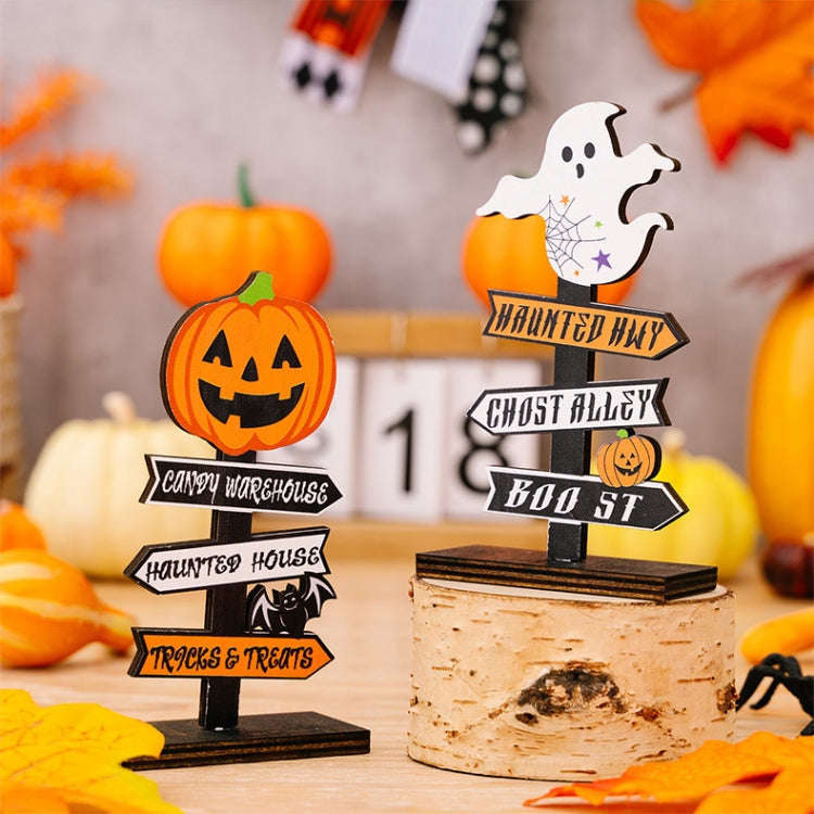Halloween Guide Wooden Ornaments Cartoon Letters Decoration Supplies(Pumpkin Model)