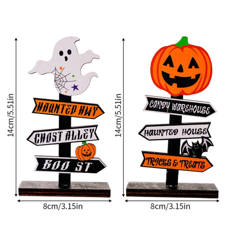 Halloween Guide Wooden Ornaments Cartoon Letters Decoration Supplies(Pumpkin Model)
