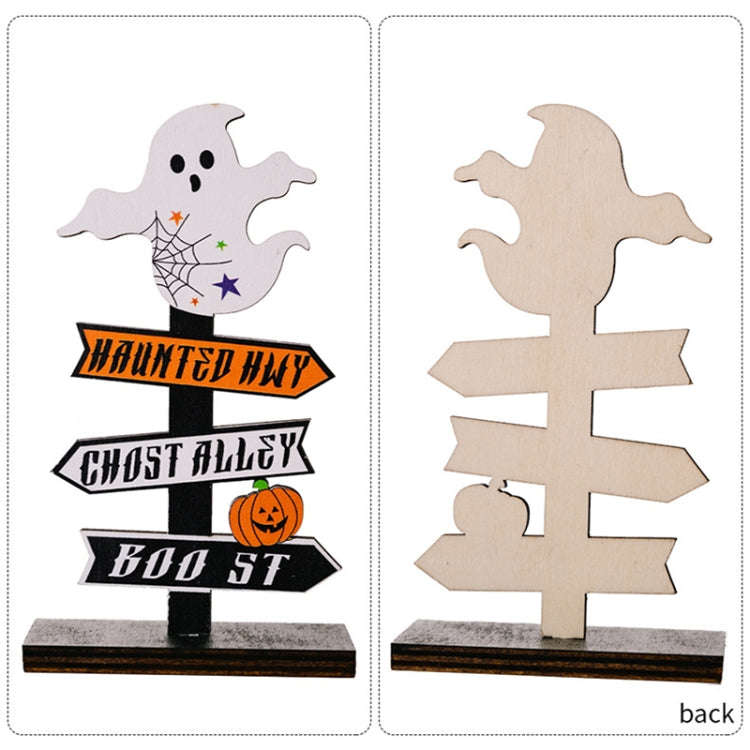 Halloween Guide Wooden Ornaments Cartoon Letters Decoration Supplies(Pumpkin Model)