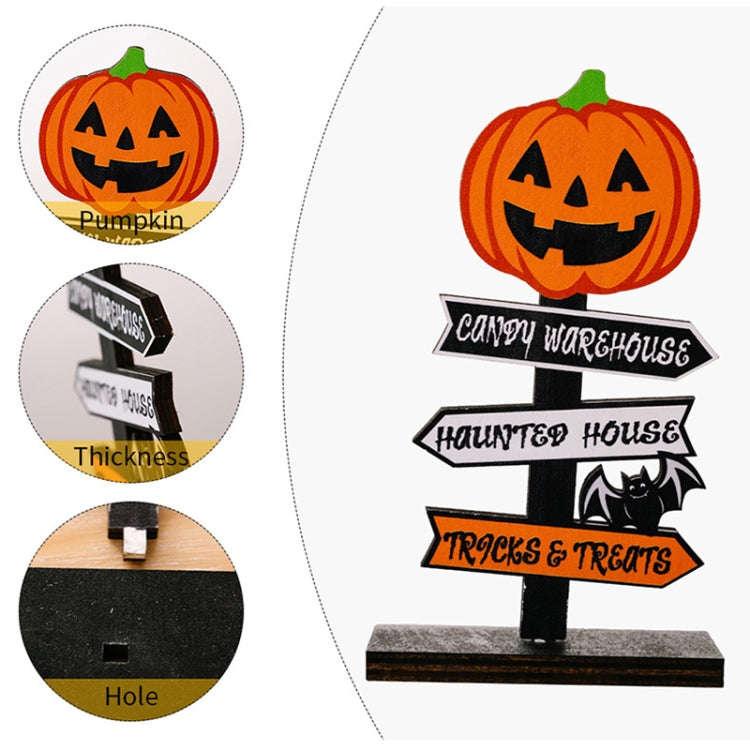Halloween Guide Wooden Ornaments Cartoon Letters Decoration Supplies(Pumpkin Model)