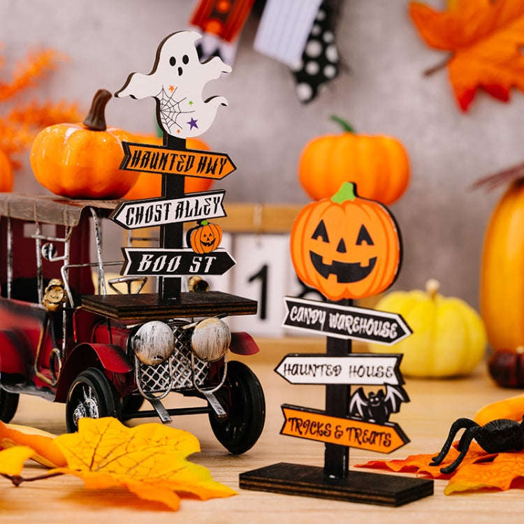 Halloween Guide Wooden Ornaments Cartoon Letters Decoration Supplies(Pumpkin Model)