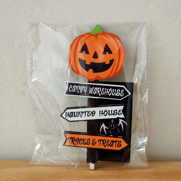 Halloween Guide Wooden Ornaments Cartoon Letters Decoration Supplies(Pumpkin Model)