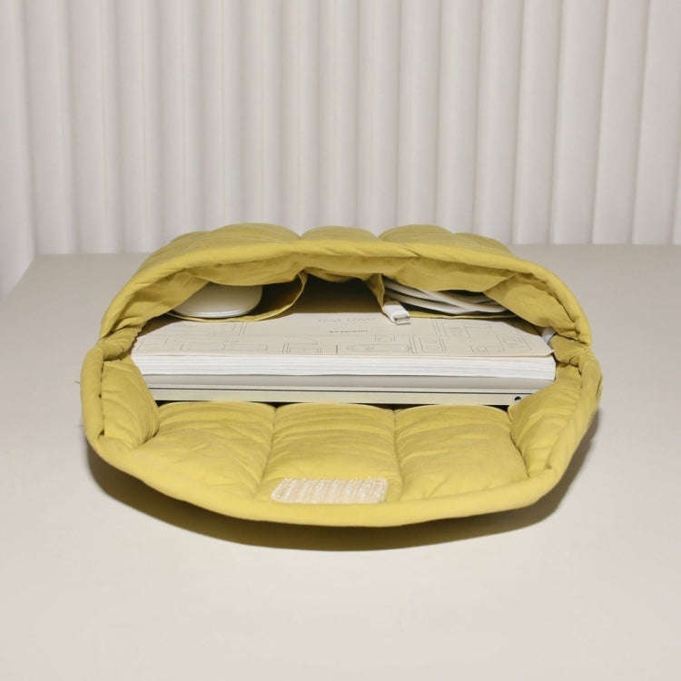 9.7-11 inch Flat Cotton Embroidery Inner Bag Lightweight Space Cotton Protective Case(Yellow Green)
