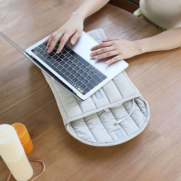 9.7-11 inch Flat Cotton Embroidery Inner Bag Lightweight Space Cotton Protective Case(Gray White)