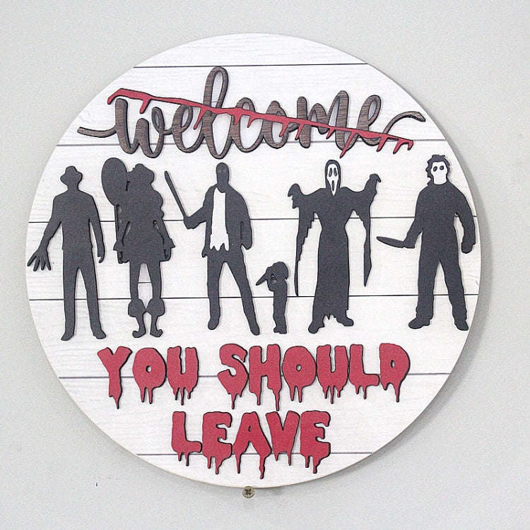 3D Version Halloween Wooden Decorative Door Sign Horror Welcome Sign(30 x 30 x 0.4cm)