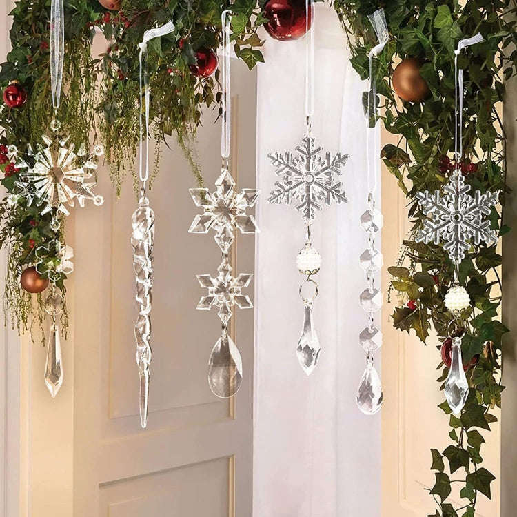 10pcs/set Transparent Snowflake Ice Pick Set Christmas Decoration Supplies