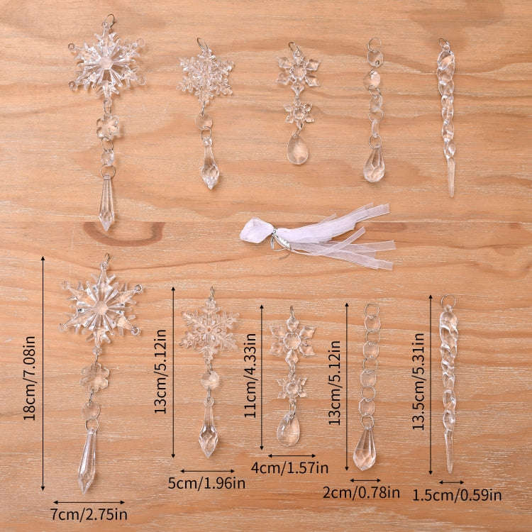 10pcs/set Transparent Snowflake Ice Pick Set Christmas Decoration Supplies