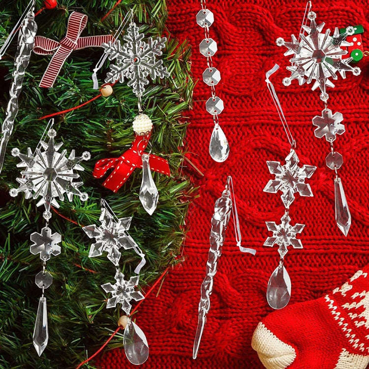 10pcs/set Transparent Snowflake Ice Pick Set Christmas Decoration Supplies