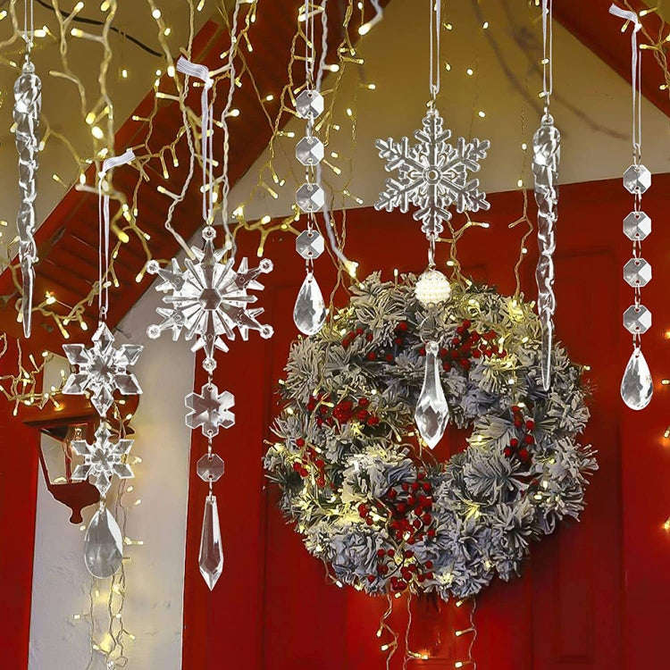 10pcs/set Transparent Snowflake Ice Pick Set Christmas Decoration Supplies
