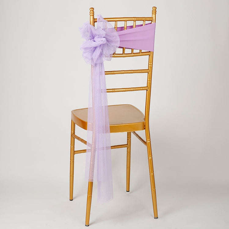 Hotel Wedding Organza Free Tie Chair Back Flower Seat Yarn Decorations Tulle Chair Back Bows(Shal...