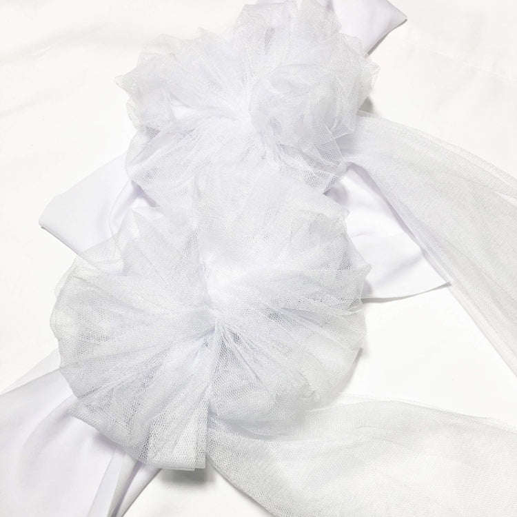 Hotel Wedding Organza Free Tie Chair Back Flower Seat Yarn Decorations Tulle Chair Back Bows(White)