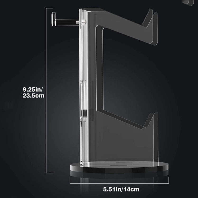 Acrylic Game Controller Display Stand Headphone Hanger(Black-Round Bottom)
