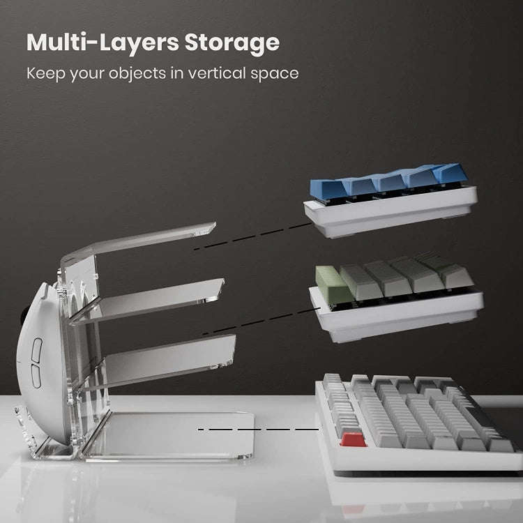 Transparent 3-Layer Acrylic Keyboard Stand Increased Tilt Computer Keyboard Tray(Transparent)