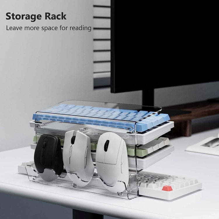 Transparent 3-Layer Acrylic Keyboard Stand Increased Tilt Computer Keyboard Tray(Transparent)