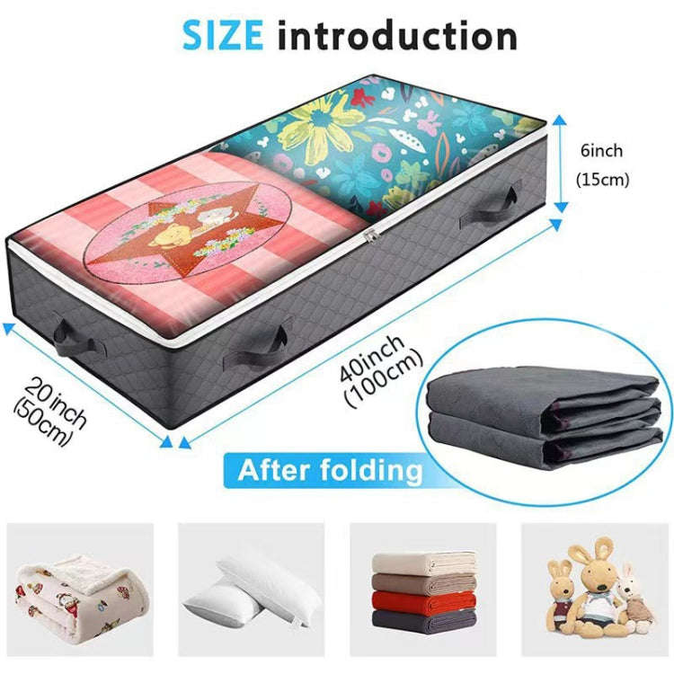 Non-Woven Fabric Foldable Underbed Storage Bag For Clothes Blankets And Shoes 100x50x15cm(4 Handl...