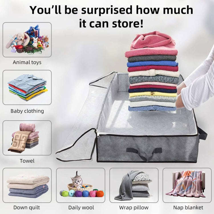 Non-Woven Fabric Foldable Underbed Storage Bag For Clothes Blankets And Shoes 100x50x15cm(4 Handl...