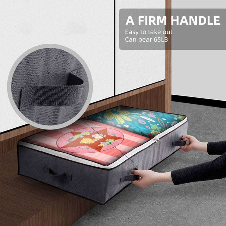 Non-Woven Fabric Foldable Underbed Storage Bag For Clothes Blankets And Shoes 100x50x15cm(4 Handl...