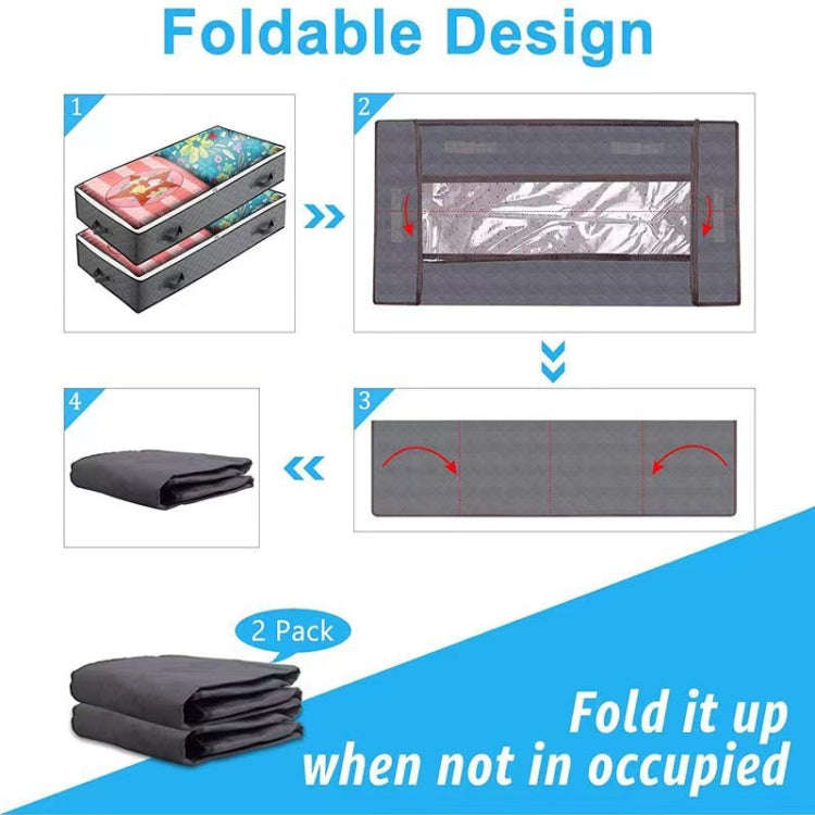 Non-Woven Fabric Foldable Underbed Storage Bag For Clothes Blankets And Shoes 100x50x15cm(4 Handl...