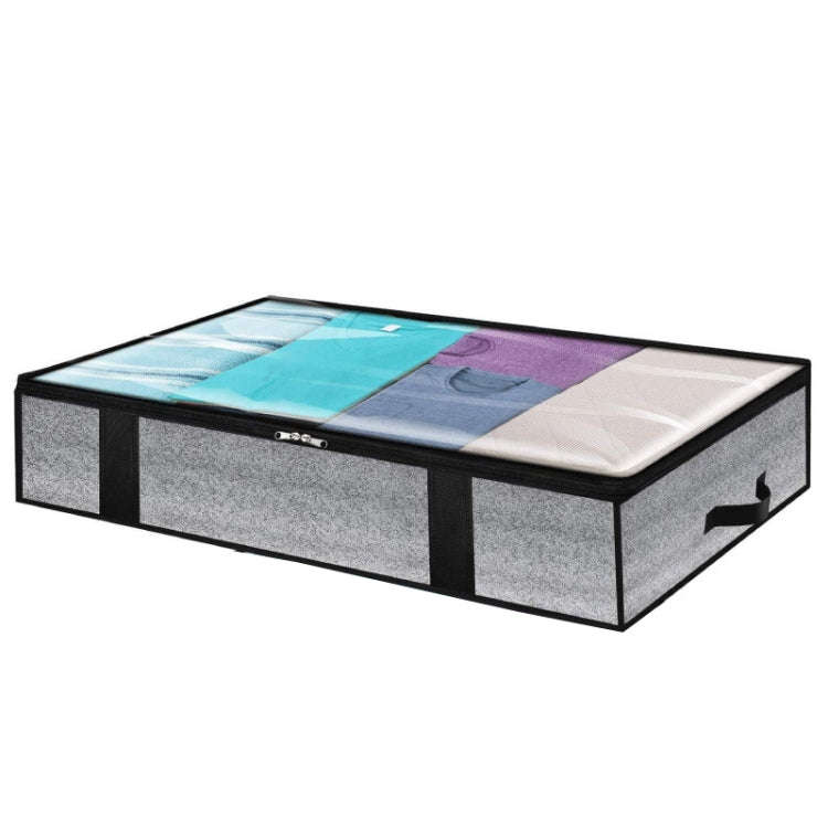 Non-Woven Fabric Foldable Underbed Storage Bag for Clothes Blankets 100x50x18cm(Printing Gray)