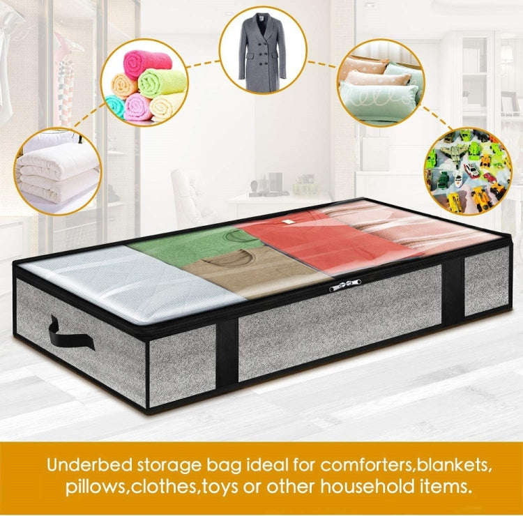 Non-Woven Fabric Foldable Underbed Storage Bag for Clothes Blankets 100x50x18cm(Printing Gray)