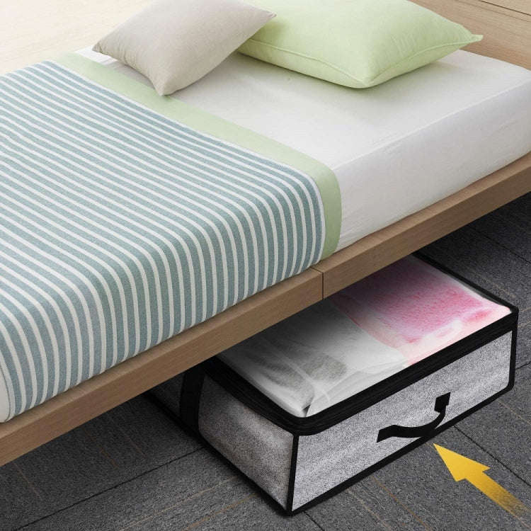 Non-Woven Fabric Foldable Underbed Storage Bag for Clothes Blankets 100x50x18cm(Printing Gray)