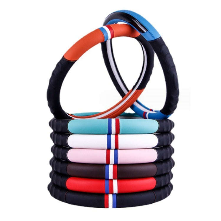 38cm Microfiber Leather Sports Colorful Car Steering Wheel Cover, Color: Green(D Type)