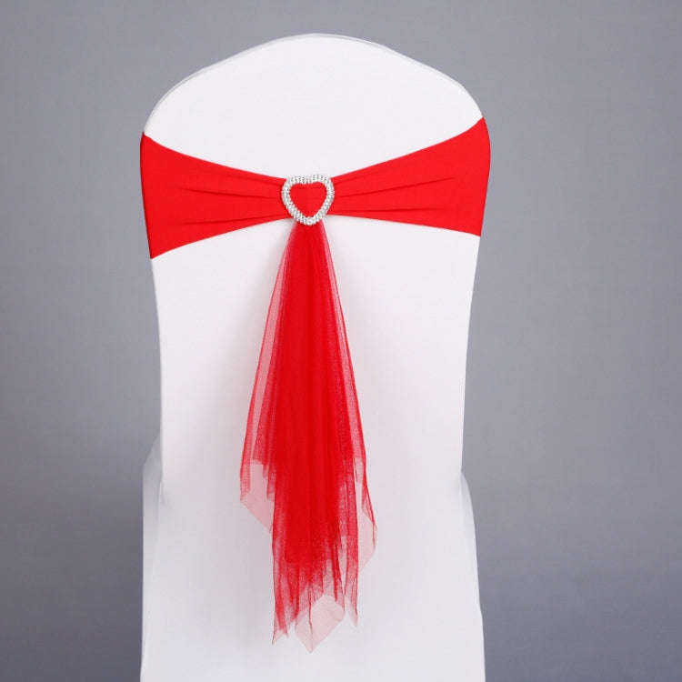 70x58 cm Tie-Free Stretch Chair Back Bow Chair Cover Strap Hotel Wedding Seat Back Decoration(Red)