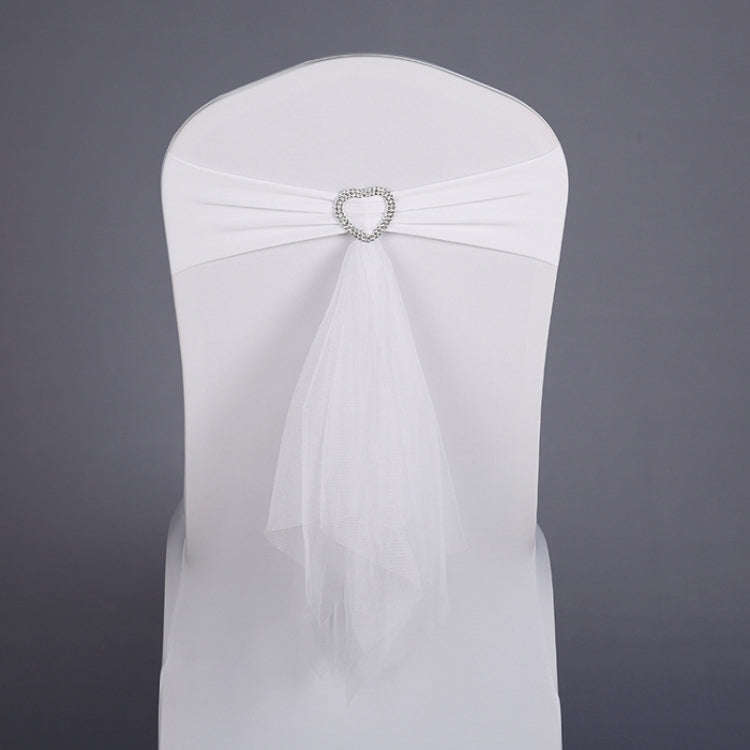 70x58 cm Tie-Free Stretch Chair Back Bow Chair Cover Strap Hotel Wedding Seat Back Decoration(White)