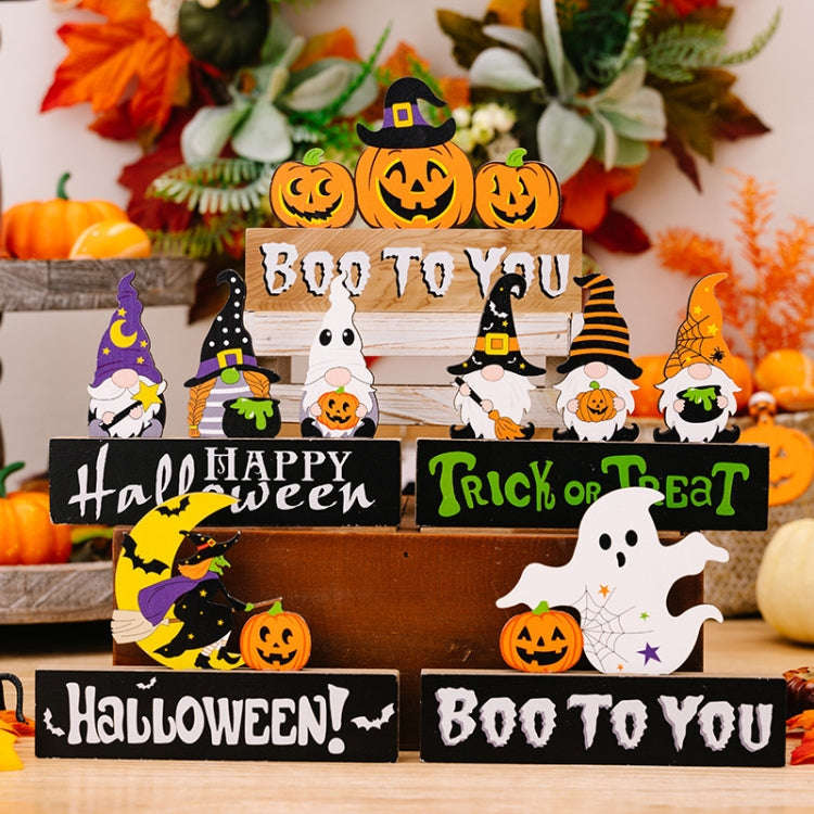 Wooden Letter Table Decoration Halloween Scene Decoration Props, Style: B Model