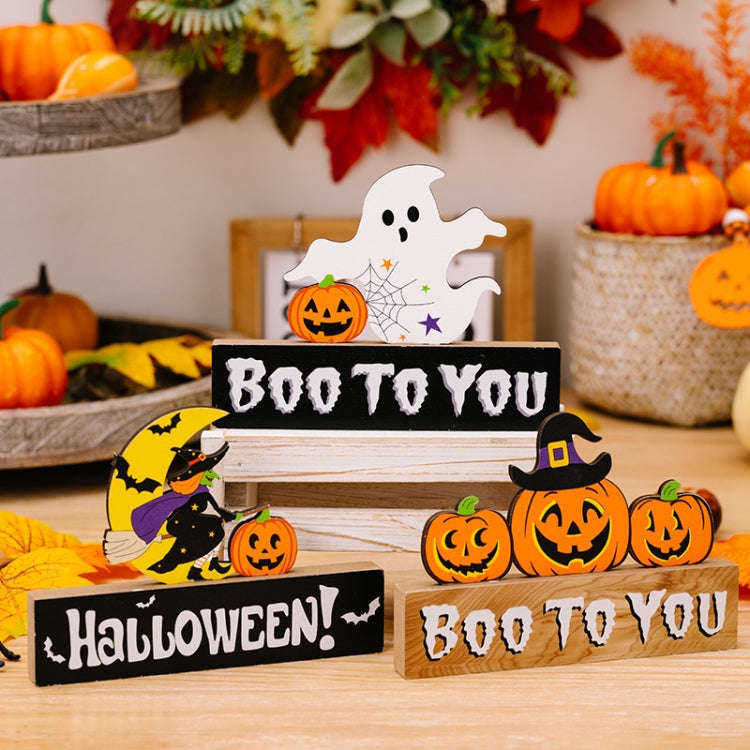 Wooden Letter Table Decoration Halloween Scene Decoration Props, Style: B Model
