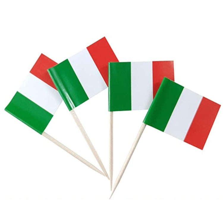 100pcs/pack 65mm National Flag Toothpick  Cupcake Toppers Cocktail Sticks, Style: Italian