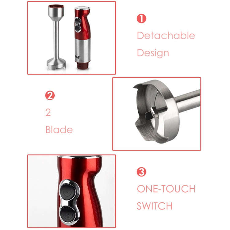 RAF 600W 2-blade Juicer Cooking Stick Stirring Rod  Blender Mixer,EU Plug(Red)