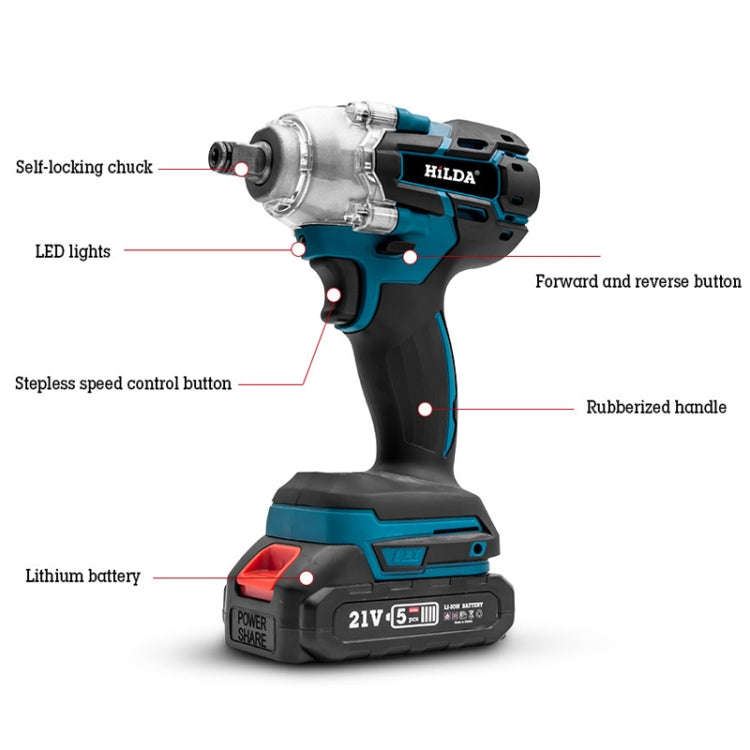 HILDA Motorized Wrenches Lithium Repair Parts With 22mm Socket, EU Plug, Model: Red With 1 Batter...