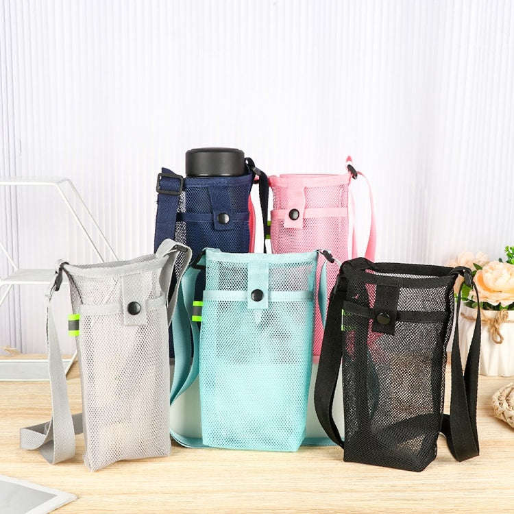 Mesh Fabric Diagonal Outdoor Water Bottle Bag Universal Children Thermos Cup Cover(Korean Blue)