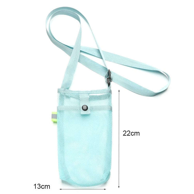 Mesh Fabric Diagonal Outdoor Water Bottle Bag Universal Children Thermos Cup Cover(Korean Blue)