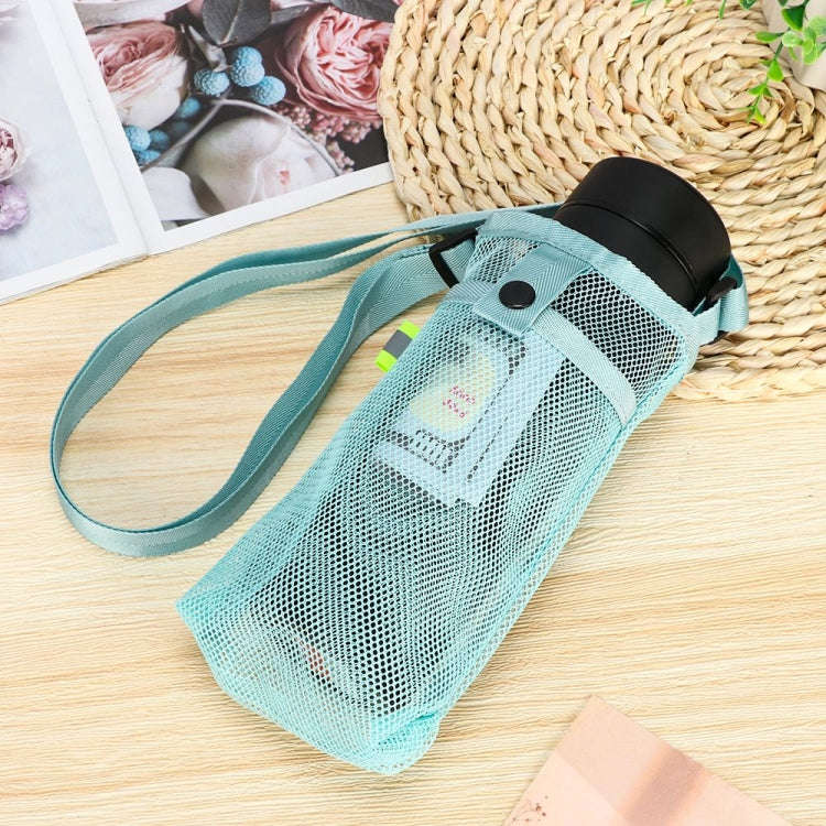 Mesh Fabric Diagonal Outdoor Water Bottle Bag Universal Children Thermos Cup Cover(Korean Blue)