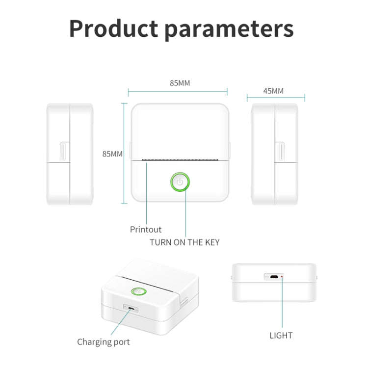 X6 200DPI Student Homework Printer Bluetooth Inkless Pocket Printer White Sticker x5
