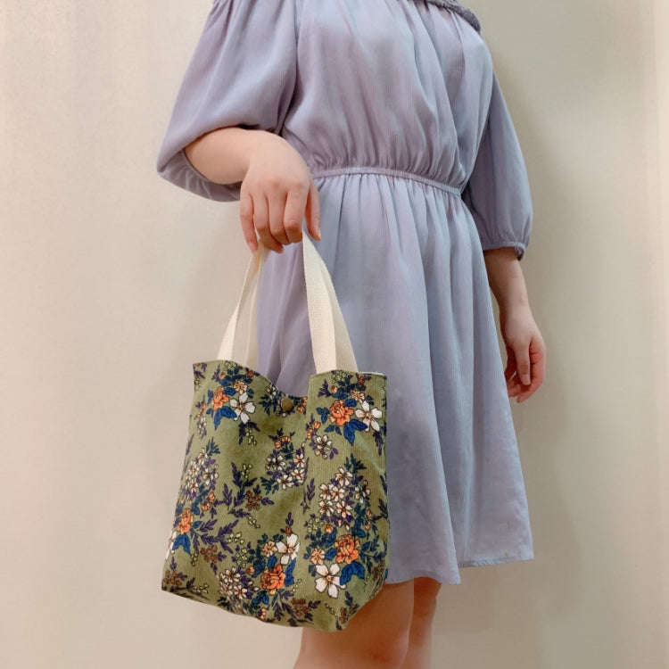 Retro Floral Bag Casual Tote Large Capacity Corduroy Handbag, Style: Cherry